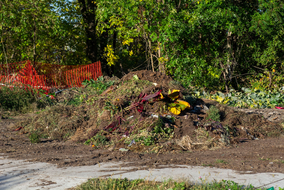 A mound of unfinished compost