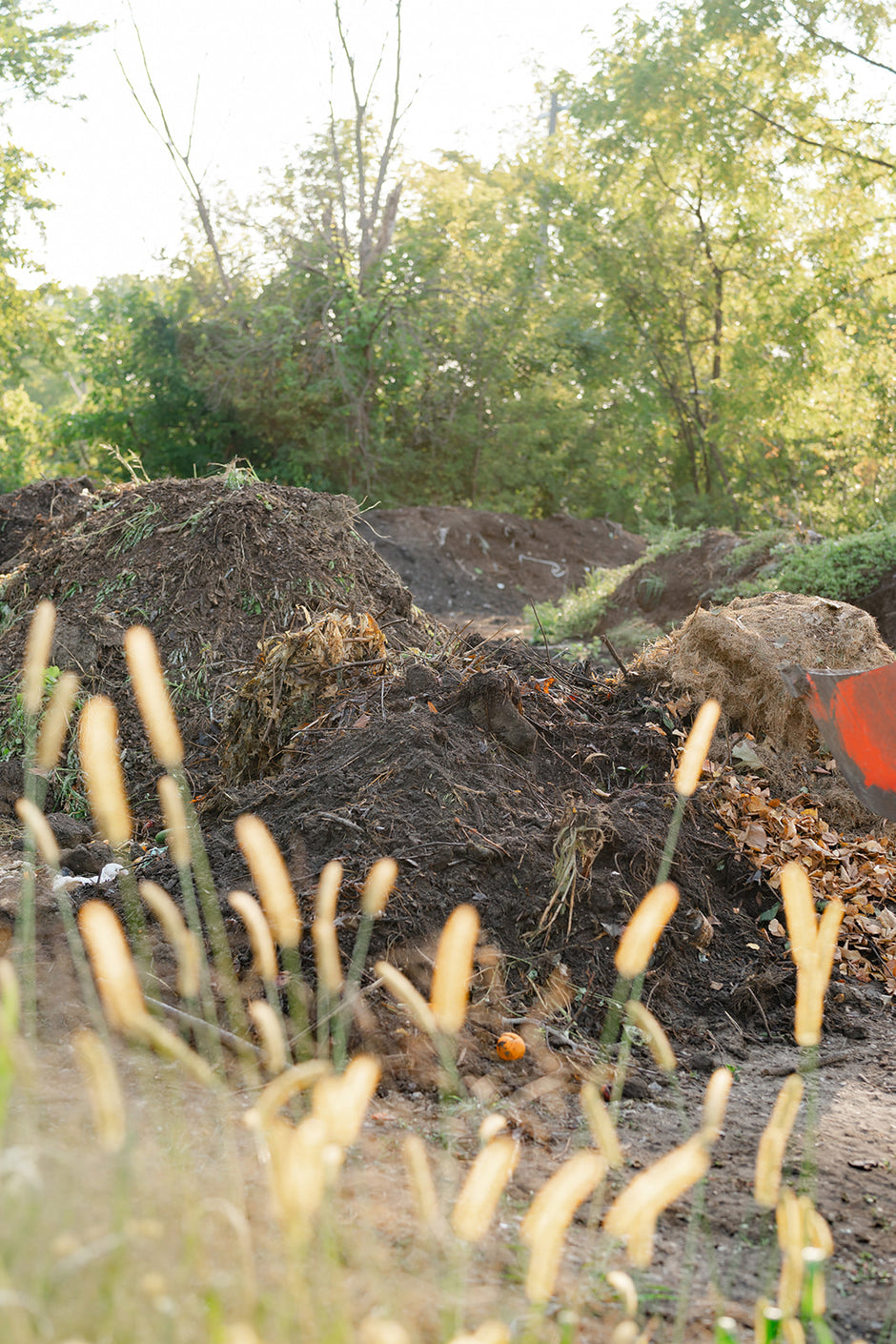 A pile of unfinished compost at Sanctuary Farms